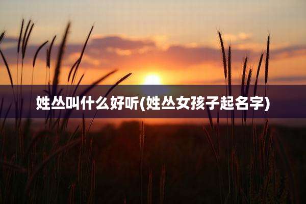 姓丛叫什么好听(姓丛女孩子起名字)