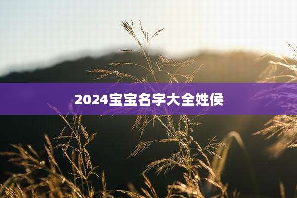 2024宝宝名字大全姓侯