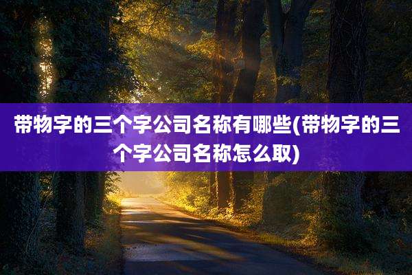 带物字的三个字公司名称有哪些(带物字的三个字公司名称怎么取)