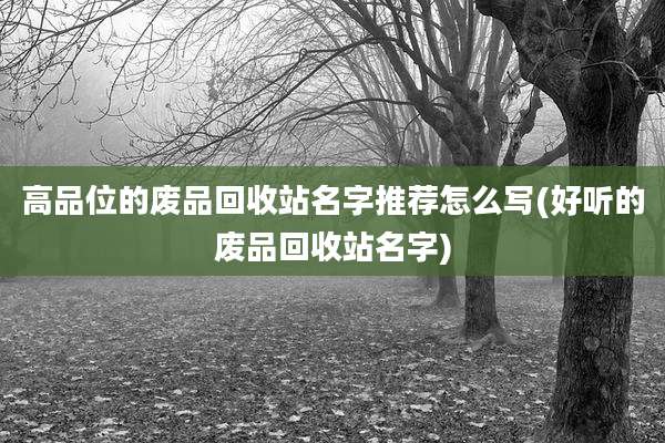 高品位的废品回收站名字推荐怎么写(好听的废品回收站名字)