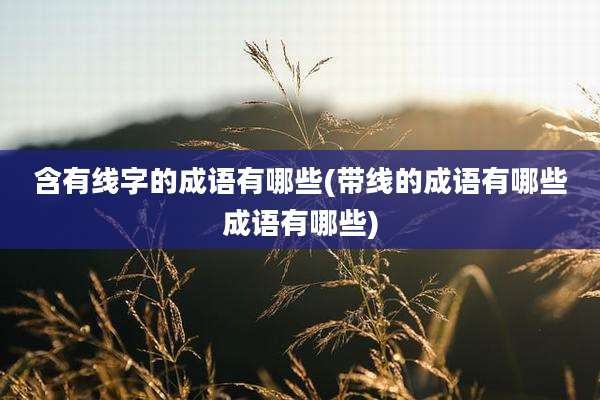 含有线字的成语有哪些(带线的成语有哪些成语有哪些)