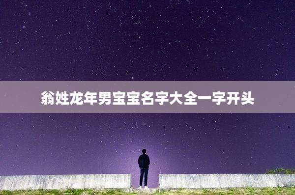 翁姓龙年男宝宝名字大全一字开头