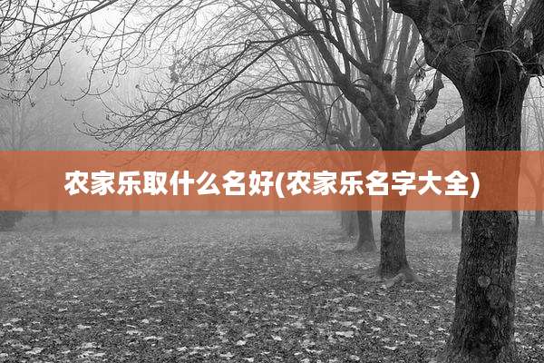农家乐取什么名好(农家乐名字大全)