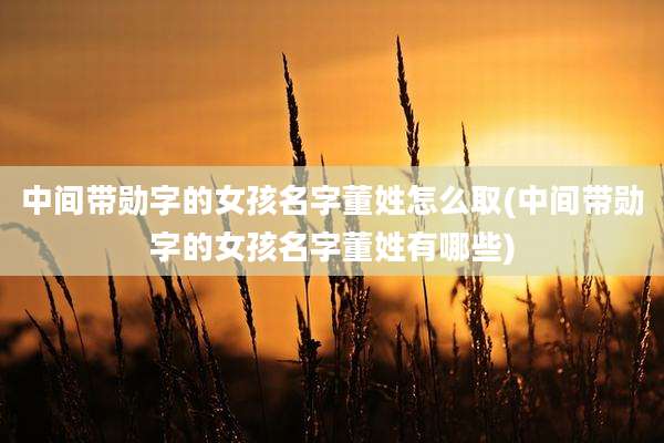 中间带勋字的女孩名字董姓怎么取(中间带勋字的女孩名字董姓有哪些)