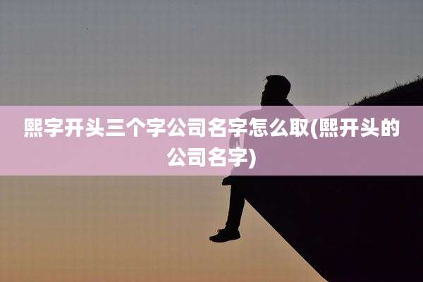 熙字开头三个字公司名字怎么取(熙开头的公司名字)