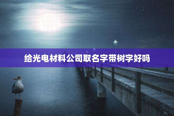 给光电材料公司取名字带树字好吗
