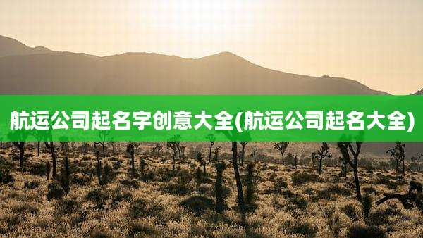 航运公司起名字创意大全(航运公司起名大全)