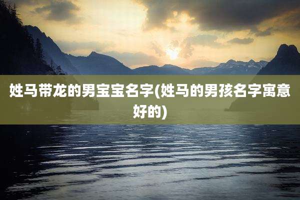 姓马带龙的男宝宝名字(姓马的男孩名字寓意好的)