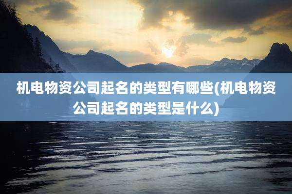 机电物资公司起名的类型有哪些(机电物资公司起名的类型是什么)