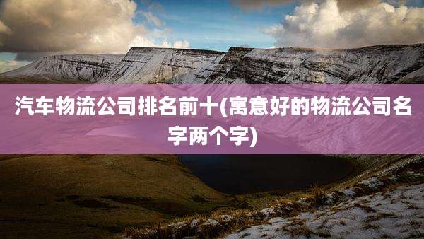 汽车物流公司排名前十(寓意好的物流公司名字两个字)