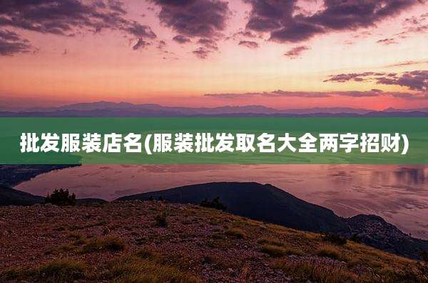 批发服装店名(服装批发取名大全两字招财)