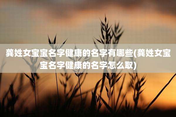 龚姓女宝宝名字健康的名字有哪些(龚姓女宝宝名字健康的名字怎么取)