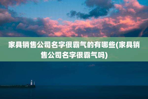 家具销售公司名字很霸气的有哪些(家具销售公司名字很霸气吗)