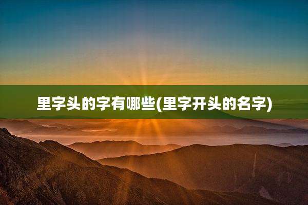 里字头的字有哪些(里字开头的名字)