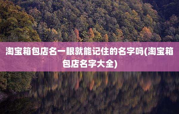 淘宝箱包店名一眼就能记住的名字吗(淘宝箱包店名字大全)