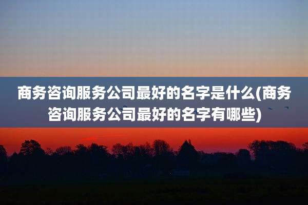 商务咨询服务公司最好的名字是什么(商务咨询服务公司最好的名字有哪些)