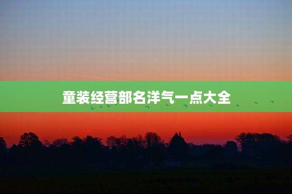 童装经营部名洋气一点大全
