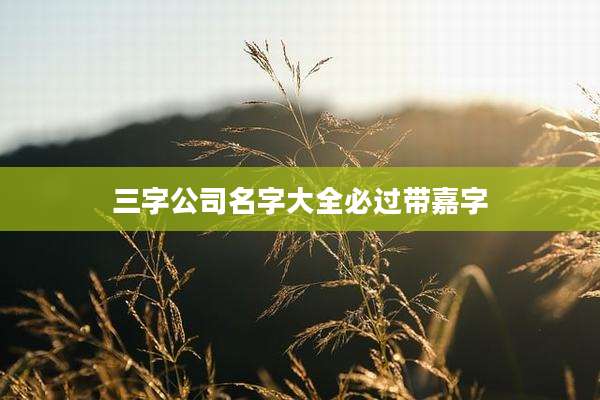 三字公司名字大全必过带嘉字