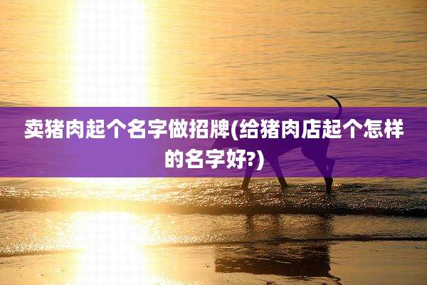 卖猪肉起个名字做招牌(给猪肉店起个怎样的名字好?)