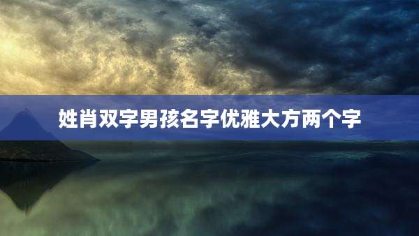 姓肖双字男孩名字优雅大方两个字