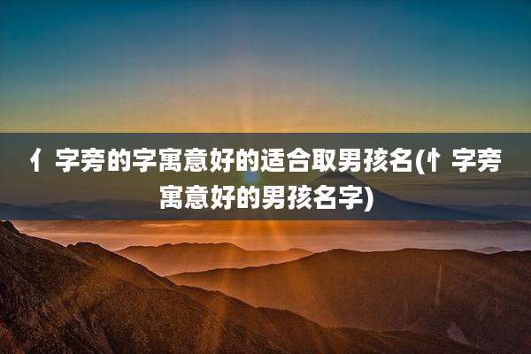 亻字旁的字寓意好的适合取男孩名(忄字旁寓意好的男孩名字)
