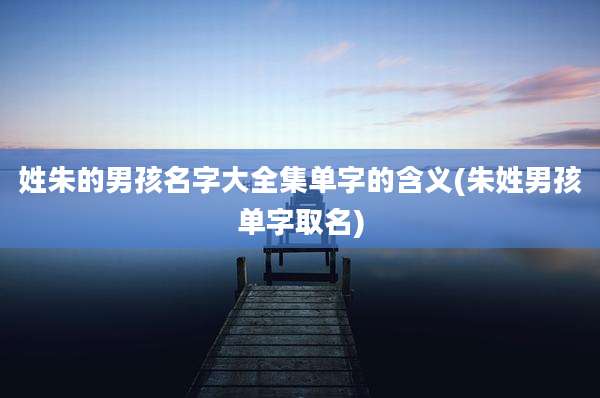 姓朱的男孩名字大全集单字的含义(朱姓男孩单字取名)