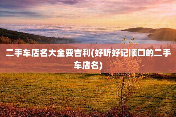 二手车店名大全要吉利(好听好记顺口的二手车店名)