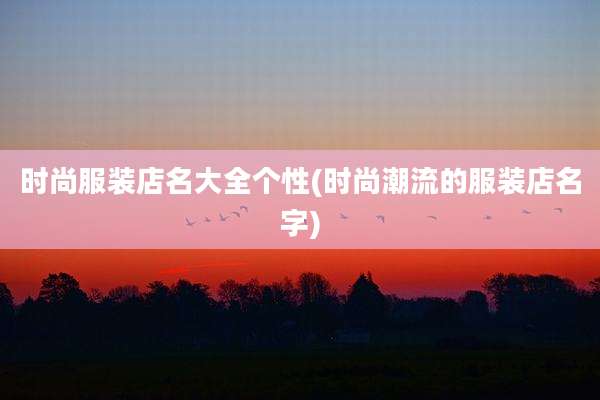 时尚服装店名大全个性(时尚潮流的服装店名字)
