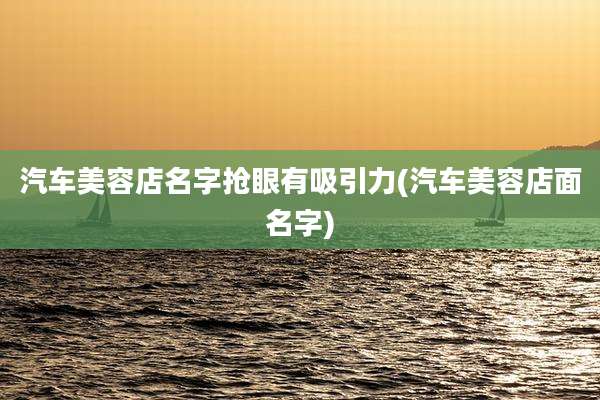 汽车美容店名字抢眼有吸引力(汽车美容店面名字)