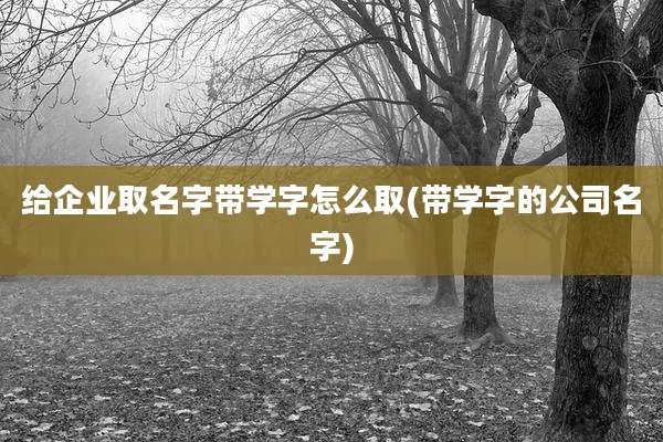 给企业取名字带学字怎么取(带学字的公司名字)