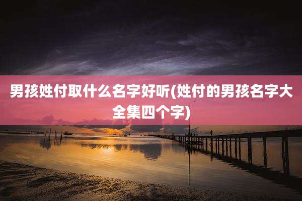 男孩姓付取什么名字好听(姓付的男孩名字大全集四个字)