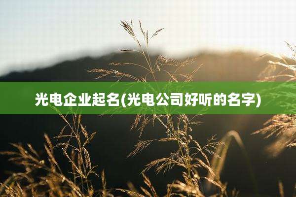 光电企业起名(光电公司好听的名字)