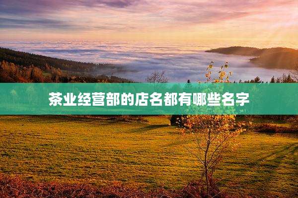 茶业经营部的店名都有哪些名字