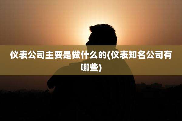 仪表公司主要是做什么的(仪表知名公司有哪些)