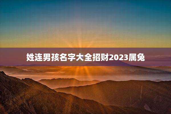姓连男孩名字大全招财2023属兔
