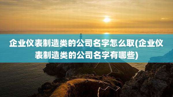 企业仪表制造类的公司名字怎么取(企业仪表制造类的公司名字有哪些)