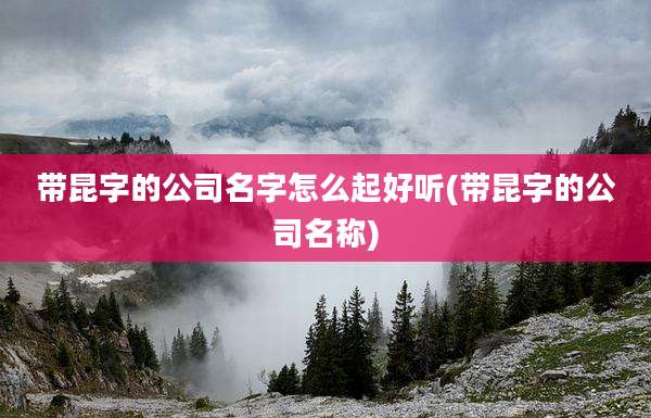 带昆字的公司名字怎么起好听(带昆字的公司名称)