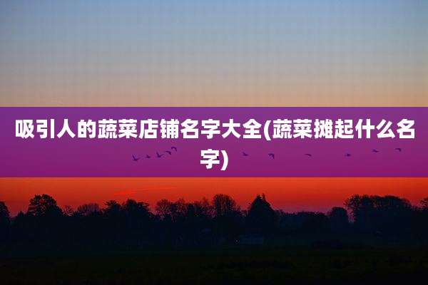 吸引人的蔬菜店铺名字大全(蔬菜摊起什么名字)