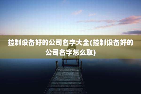 控制设备好的公司名字大全(控制设备好的公司名字怎么取)