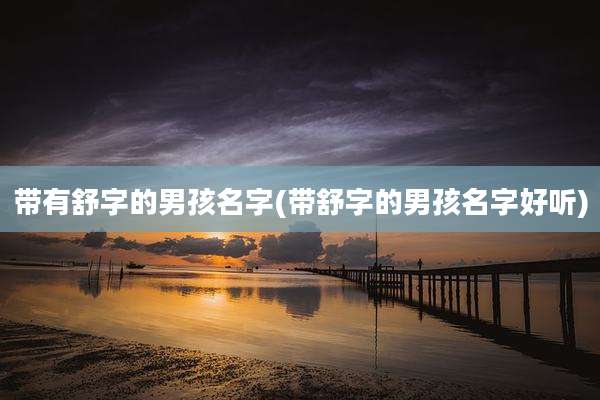带有舒字的男孩名字(带舒字的男孩名字好听)