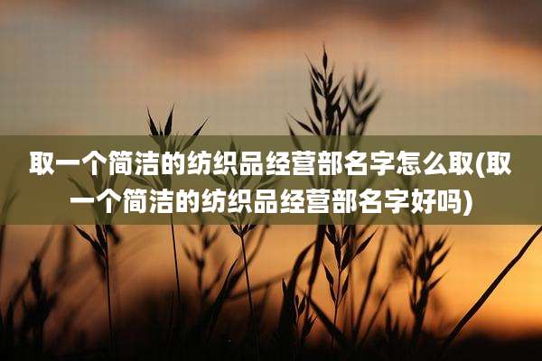 取一个简洁的纺织品经营部名字怎么取(取一个简洁的纺织品经营部名字好吗)