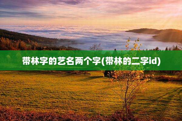 带林字的艺名两个字(带林的二字id)