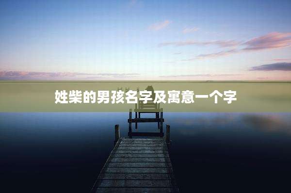 姓柴的男孩名字及寓意一个字