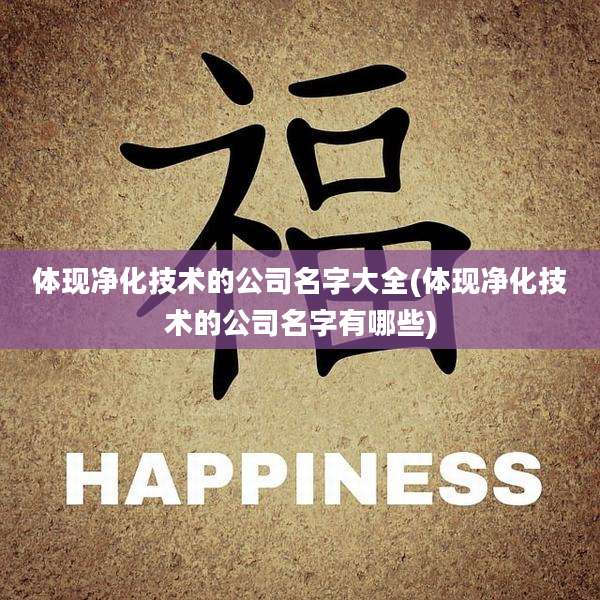 体现净化技术的公司名字大全(体现净化技术的公司名字有哪些)