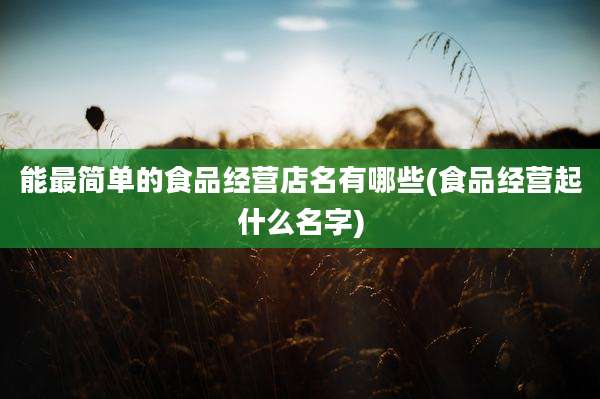 能最简单的食品经营店名有哪些(食品经营起什么名字)