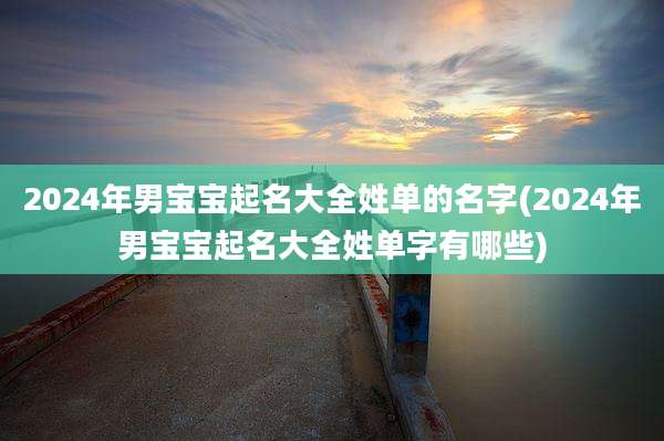 2024年男宝宝起名大全姓单的名字(2024年男宝宝起名大全姓单字有哪些)