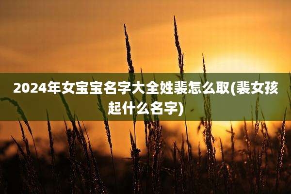 2024年女宝宝名字大全姓裴怎么取(裴女孩起什么名字)