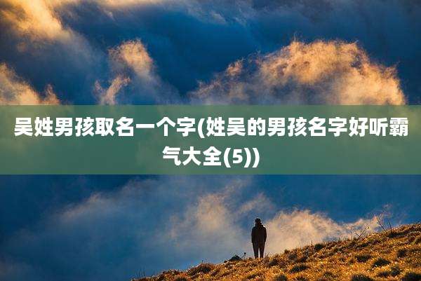 吴姓男孩取名一个字(姓吴的男孩名字好听霸气大全(5))