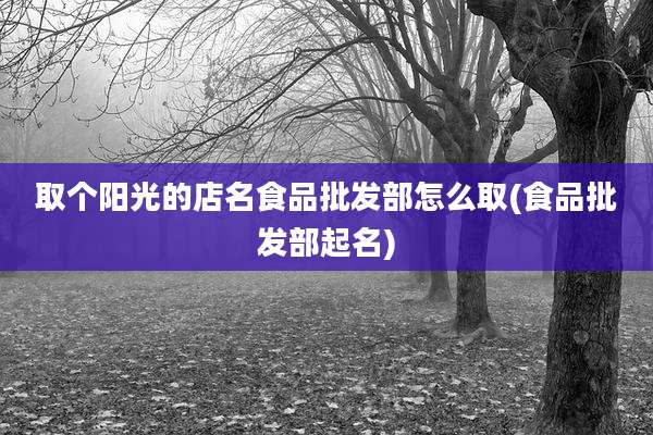 取个阳光的店名食品批发部怎么取(食品批发部起名)