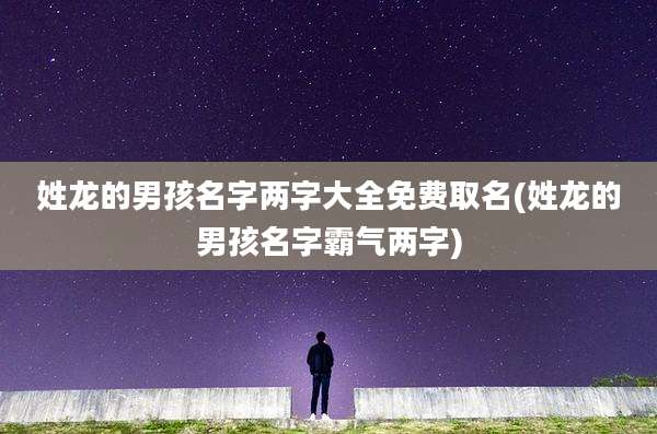 姓龙的男孩名字两字大全免费取名(姓龙的男孩名字霸气两字)